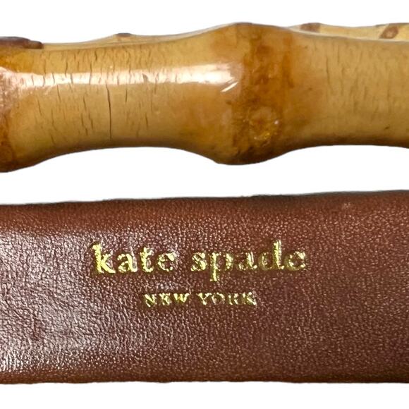 Kate Spade Large Tote Bag Tan Rare Woven Basket Purse Bamboo Handles Dust Bag - Picture 3 of 3